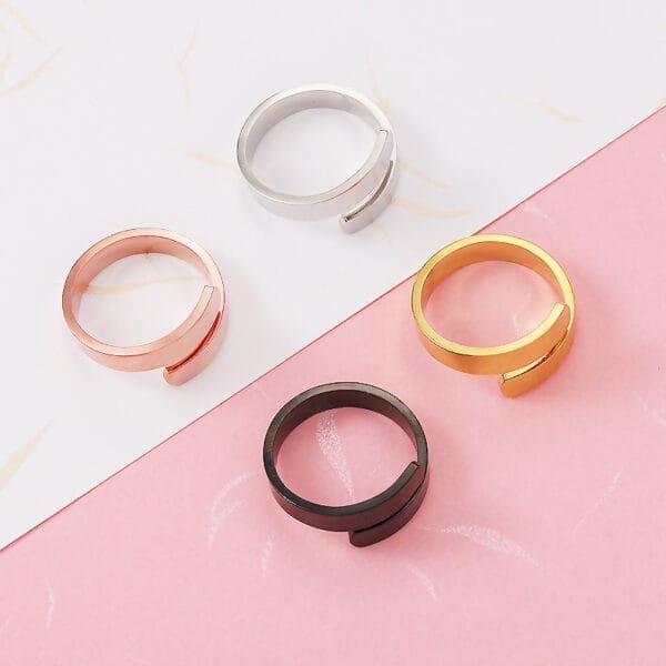 OEM Stainless Steel Men's Jewelry Engrave Logo Cock Gold Plated Open Ring - Image 2