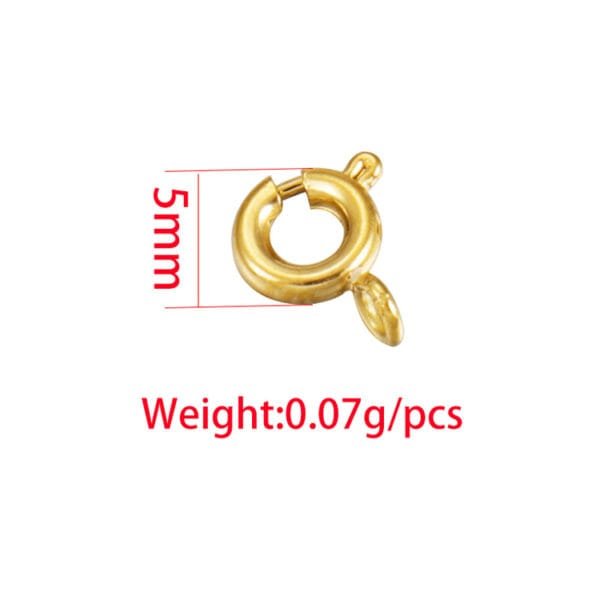Hot Sales Jewelry Findings Stainless Steel PVD 18K Gold Plated Bracelet 5mm Spring Ring Clasps - صورة 3