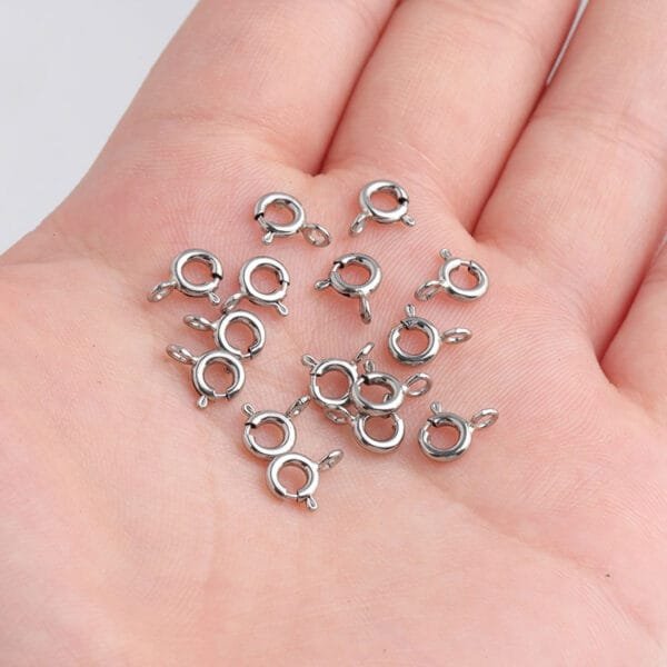 Hot Sales Jewelry Findings Stainless Steel PVD 18K Gold Plated Bracelet 5mm Spring Ring Clasps - صورة 4