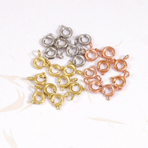 Hot Sales Jewelry Findings Stainless Steel PVD 18K Gold Plated Bracelet 5mm Spring Ring Clasps - صورة 6