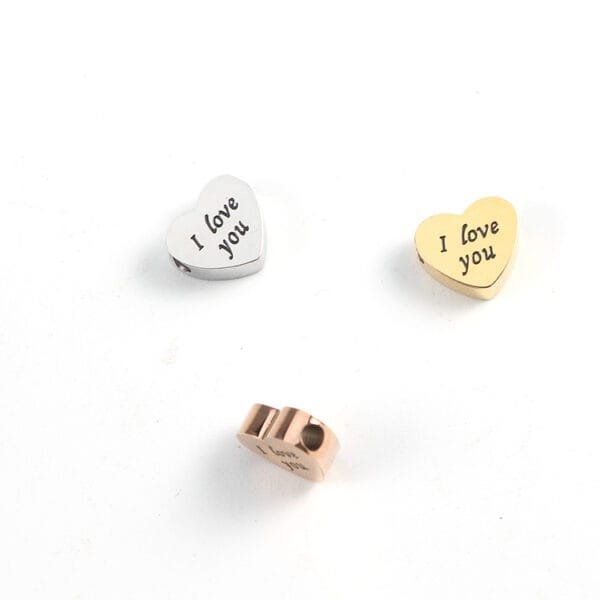 On Sale 18K Gold Plated Custom Pendant Stainless Steel I love You Heart Charms for Jewelry Making - صورة 3