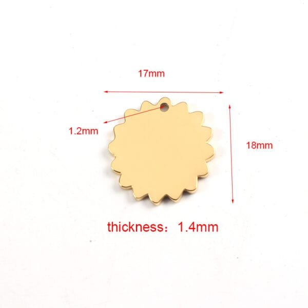 2022 Latest Models Jewelry 18K Gold Plated Stainless Steel Gear Flower Pendant Charms With Wholesale Price - صورة 4