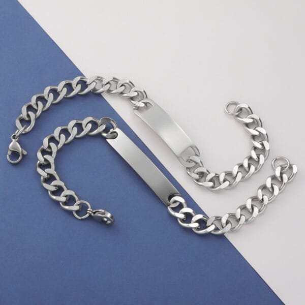 Customize Stainless Steel Women Men Couple Bracelets Stainless Steel Chain Jewelry Bracelet With Factory Low Price - صورة 3