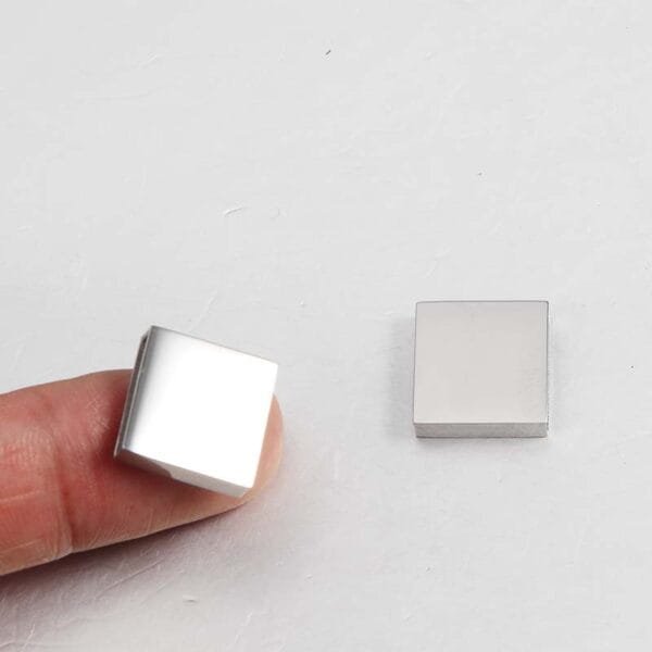 Mirror Polished Stainless Steel Slide Bracelet Blank Stamp Square Hollow Charms - صورة 5