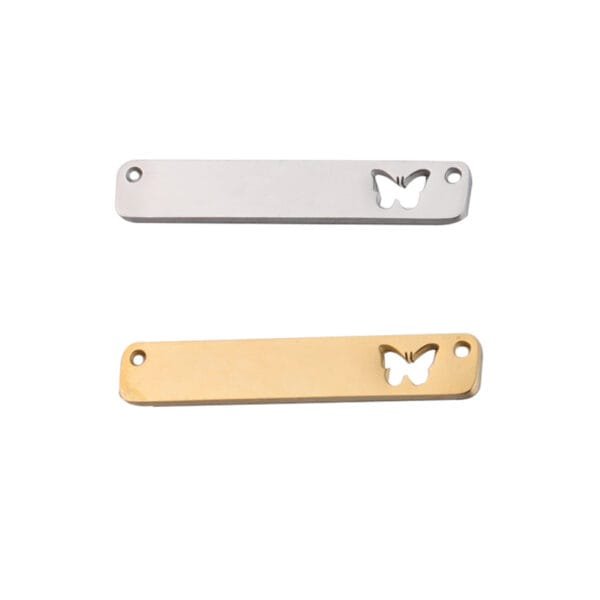 Mirror Polished Stainless Steel Customs Engrave Double Hole Hollow Butterfly Charm Pendant DIY Jewelry Making