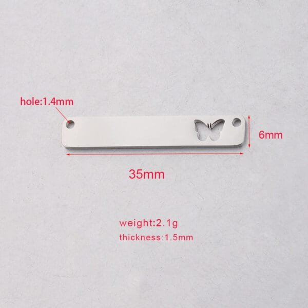 Mirror Polished Stainless Steel Customs Engrave Double Hole Hollow Butterfly Charm Pendant DIY Jewelry Making - صورة 3