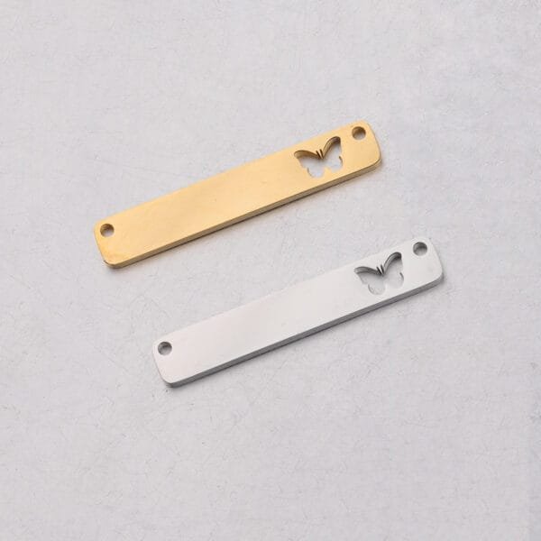 Mirror Polished Stainless Steel Customs Engrave Double Hole Hollow Butterfly Charm Pendant DIY Jewelry Making - صورة 4