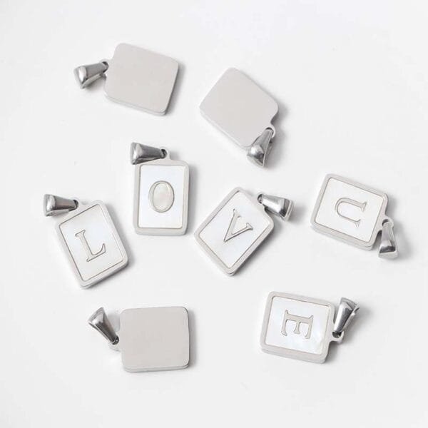 Hot Sales Stainless Steel 18K Gold Plated Initial Letters Shell Square Pendant for Necklace - Bild 4