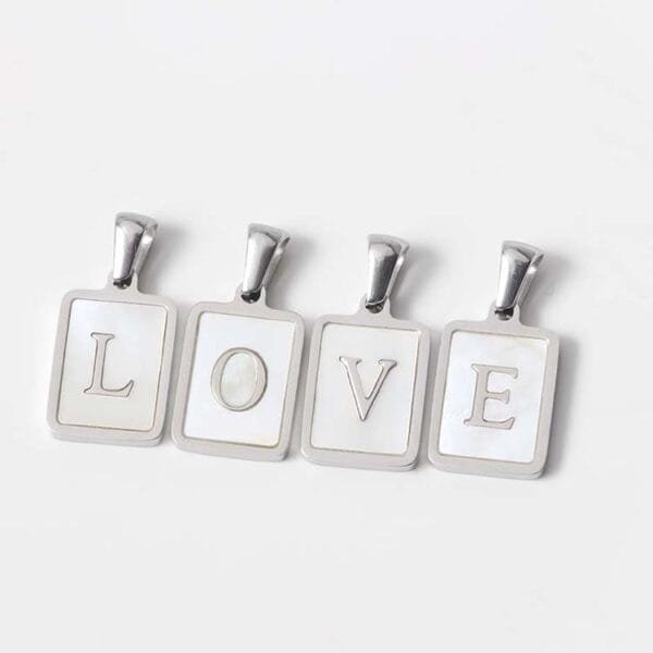 Hot Sales Stainless Steel 18K Gold Plated Initial Letters Shell Square Pendant for Necklace - Bild 6