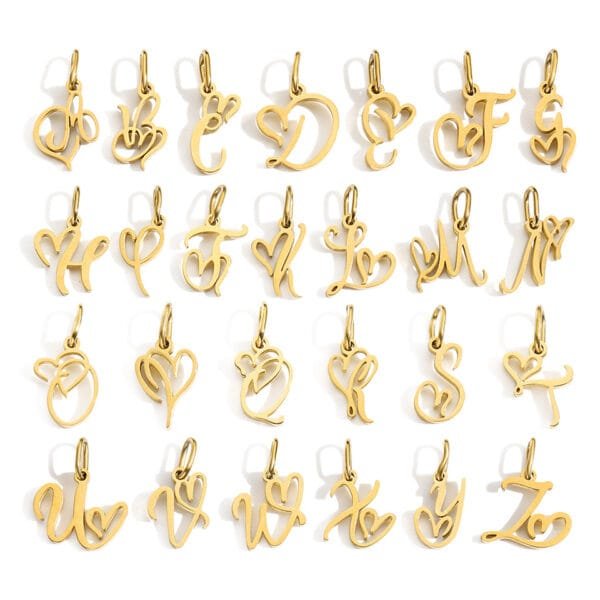DIY Jewelry Stainless Steel 9mm Heart Alphabet Letters Initial Pendant Charms for Necklace - Image 3