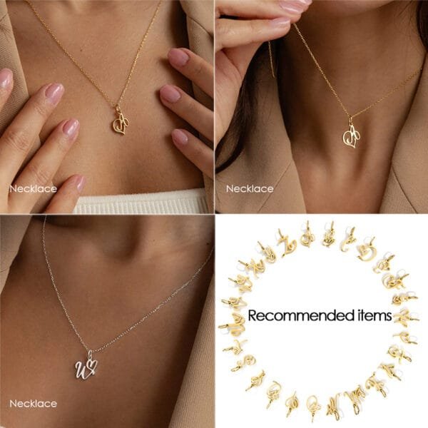 DIY Jewelry Stainless Steel 9mm Heart Alphabet Letters Initial Pendant Charms for Necklace - Image 5