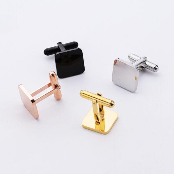 Customized New Stainless Steel Mirror Polished 18K Gold Plated Custom Blank Men's Shirt Square Cufflinks