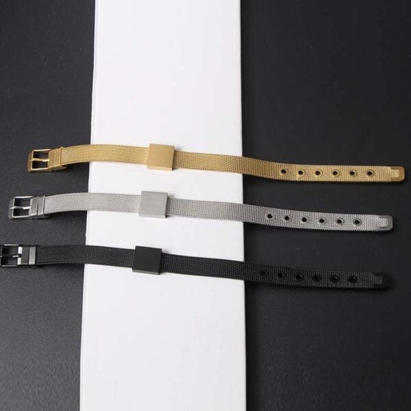 Factory Price Stainless Steel Mens Jewelry Women Brushed Square Net Bracelet - Imagen 4