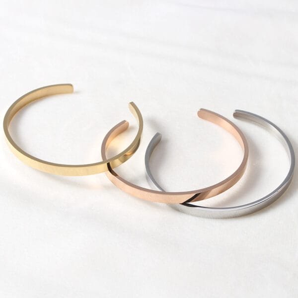 Popular Men Women Stainless Steel Jewelry Custom Logo Open Bracelet Bangles