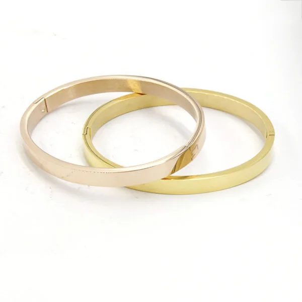 European Statement Mirror Polished Engraved Bangles Stainless Steel Jewelry Fashion - Image 2