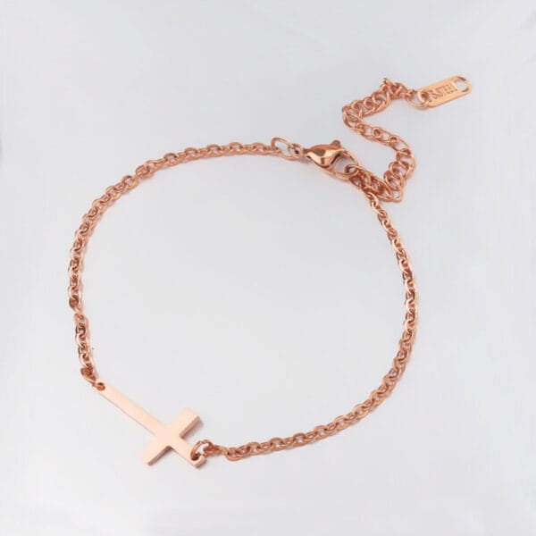 New Stainless Steel 15cm-23cm DIY Baby Women Cross Bracelet Custom Made - Imagen 4