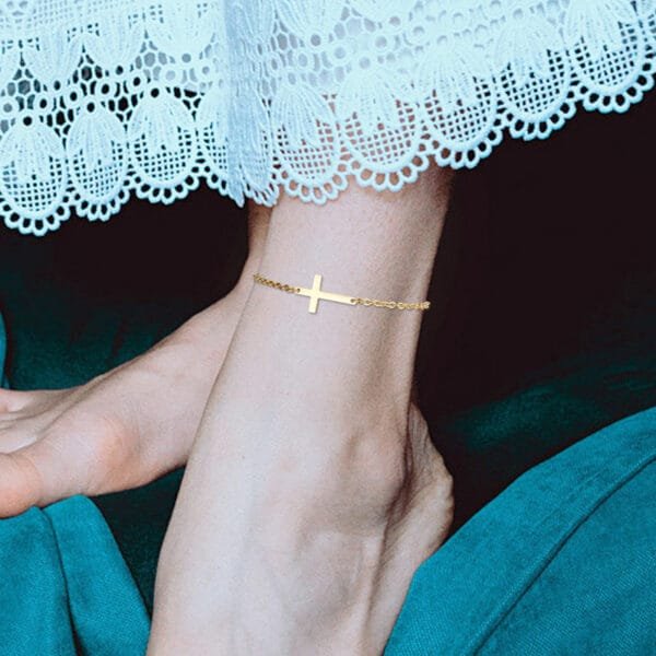 New Stainless Steel 15cm-23cm DIY Baby Women Cross Bracelet Custom Made - Imagen 5