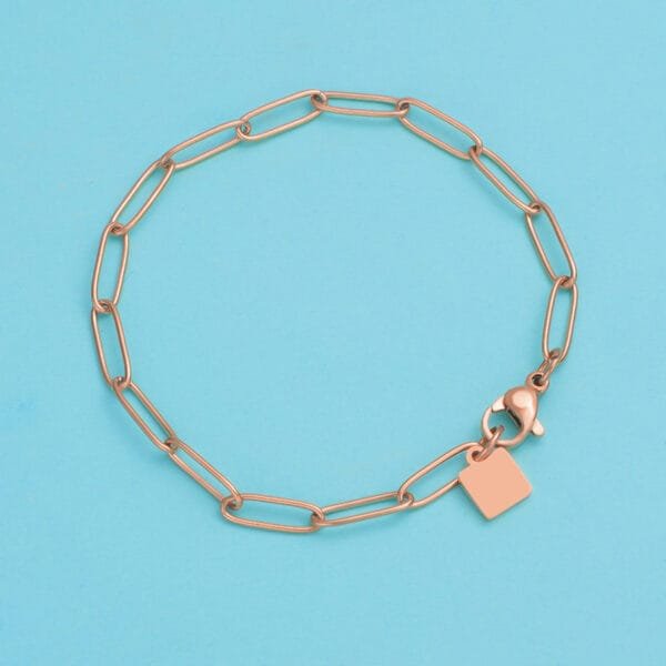 Non Tarnish 18K Gold Plated Women Baby Stainless Steel Jewelry Custom Oval Chain Bracelet - صورة 3