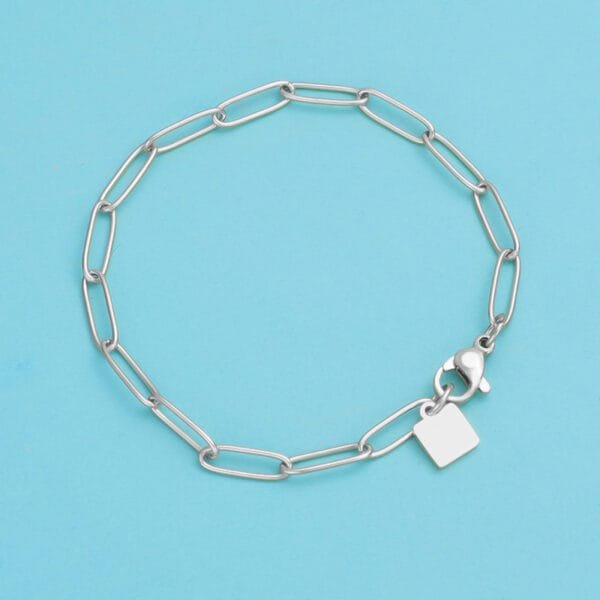 Non Tarnish 18K Gold Plated Women Baby Stainless Steel Jewelry Custom Oval Chain Bracelet - صورة 4