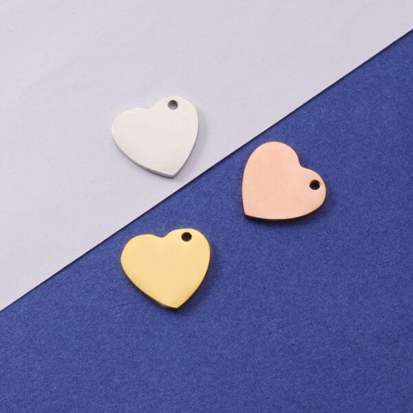 DIY Jewelry Custom Logo Silver Stainless Steel Bracelet Necklace Mirror Polished 15mm Heart Charm Pendant