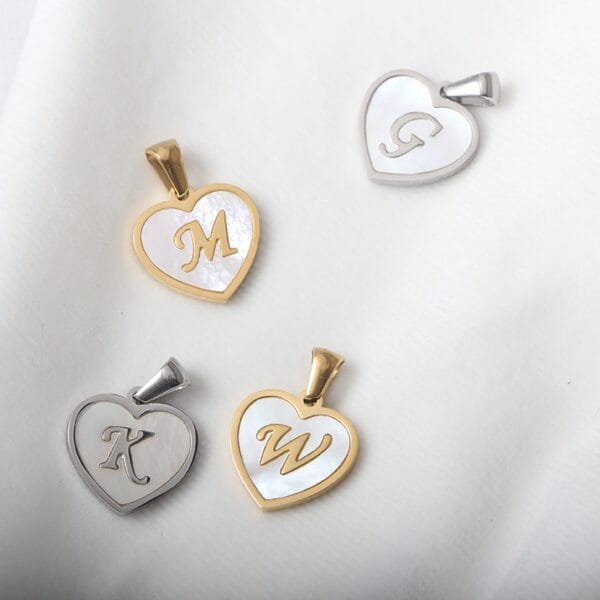 Factory Price High Polished Stainless Steel Heart Shape Shell Letter Initial Pendant for Necklace - Image 2