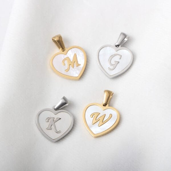 Factory Price High Polished Stainless Steel Heart Shape Shell Letter Initial Pendant for Necklace - Image 3