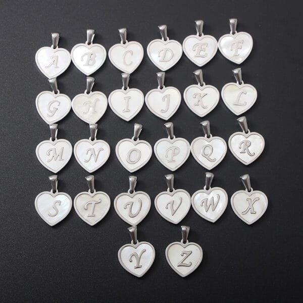 Factory Price High Polished Stainless Steel Heart Shape Shell Letter Initial Pendant for Necklace - Image 6
