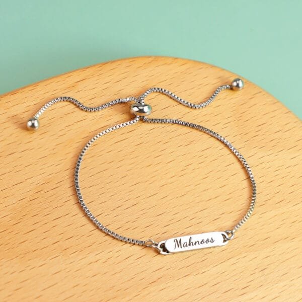 Never Fade Bracelet Stainless Steel Engraved Custom Name Women Girls Silver Adjustable Initial Bracelets - صورة 2