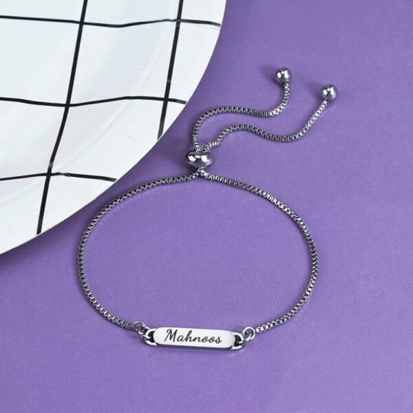 Never Fade Bracelet Stainless Steel Engraved Custom Name Women Girls Silver Adjustable Initial Bracelets - صورة 6