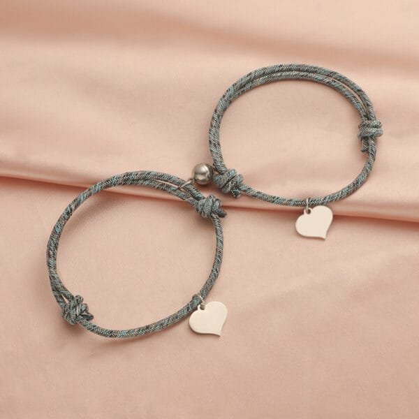 Name Personalized Birthstone Luxury Birthday Gift Bracelet Heart Pendant Charm Couple Bracelets for Lover Friend