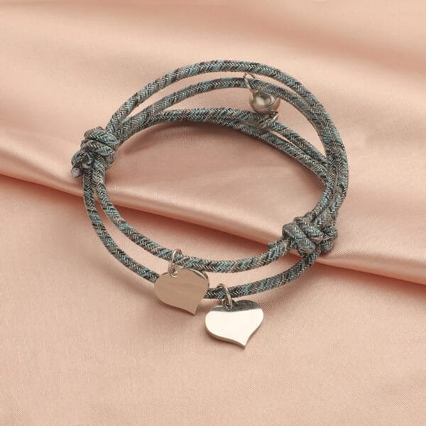 Name Personalized Birthstone Luxury Birthday Gift Bracelet Heart Pendant Charm Couple Bracelets for Lover Friend - صورة 2