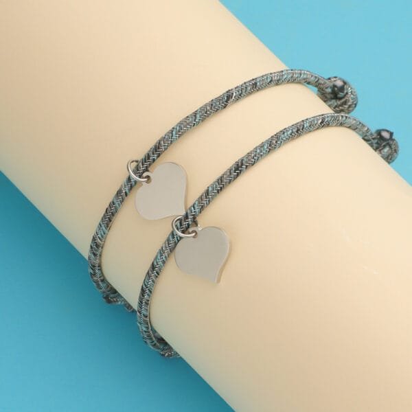 Name Personalized Birthstone Luxury Birthday Gift Bracelet Heart Pendant Charm Couple Bracelets for Lover Friend - صورة 3
